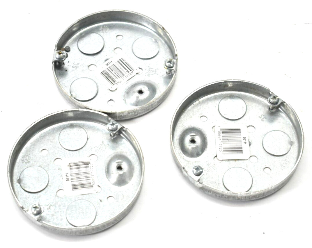Lot of 3 Round Galvanized Steel Pancake Ceiling Pans 4" Dia Silver 56111