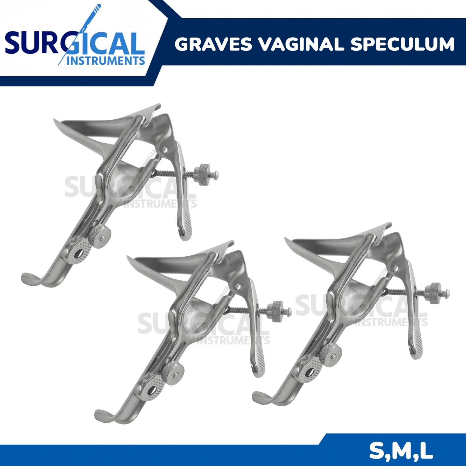3 Pcs Medium Large Small Graves Vaginal Speculum Set Gynecology German Grade
