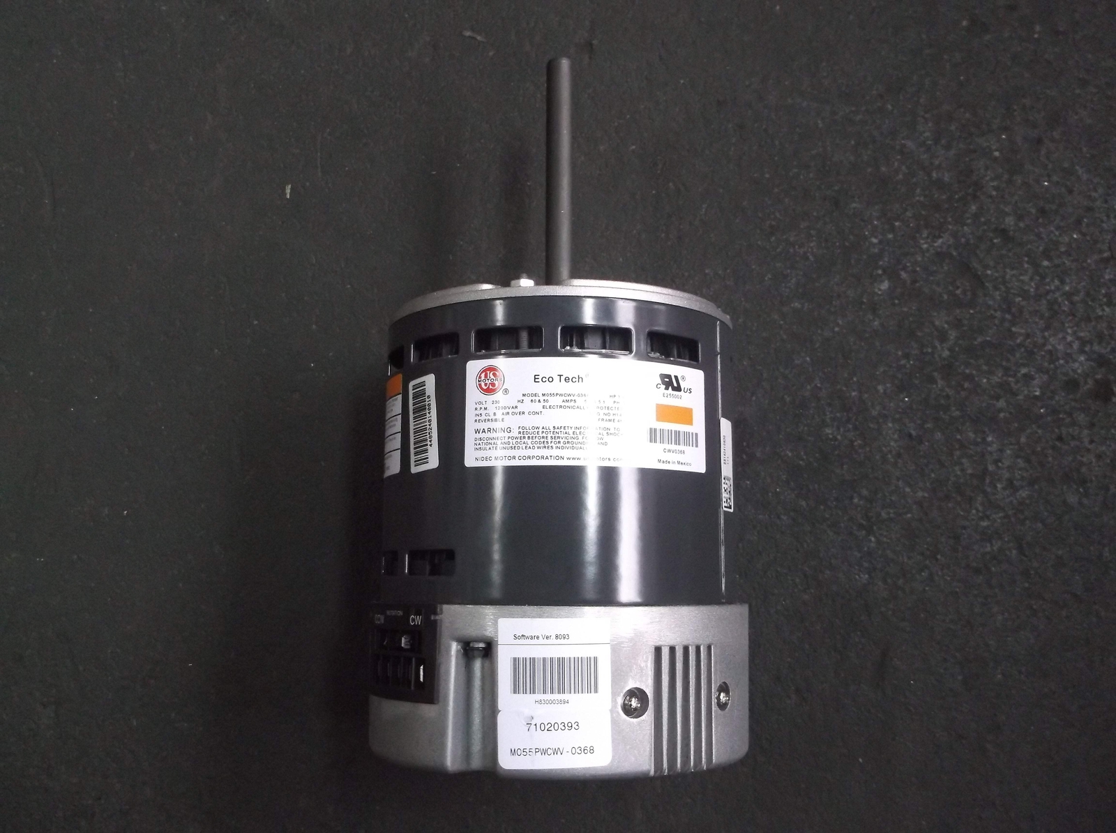 US MOTOR M055PWCWV-0368 ECM 3/4 HP ELECTRIC MOTOR 230V 1200RPM/VAR 179806