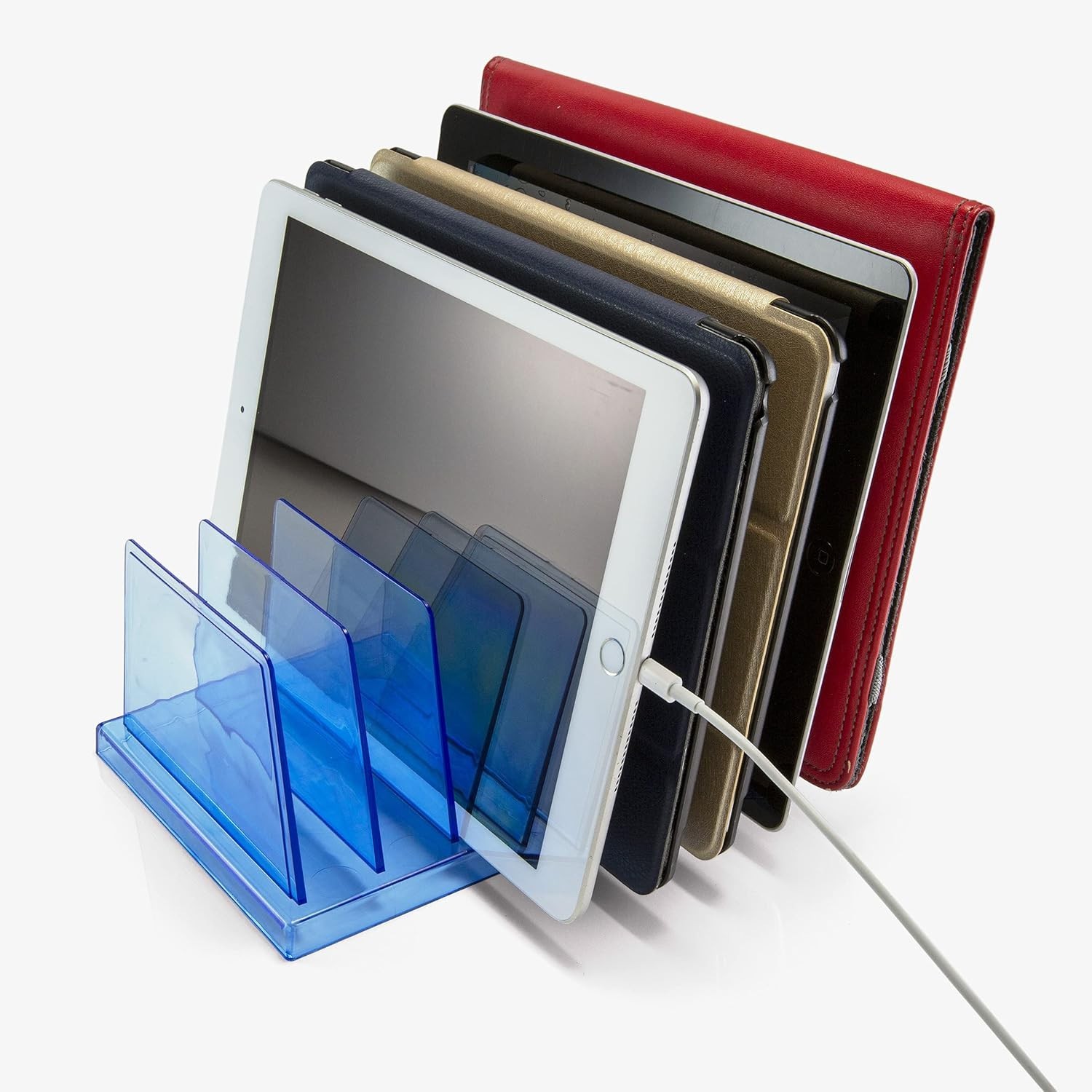 Blue Glacier 7-Compartment Desktop Organizer - Transparent Blue Elegance