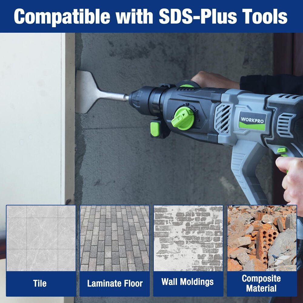 WORKPRO 3-inch SDS Plus Chisel Cranked Angled Bent Tile Removal Chisel for Tiles