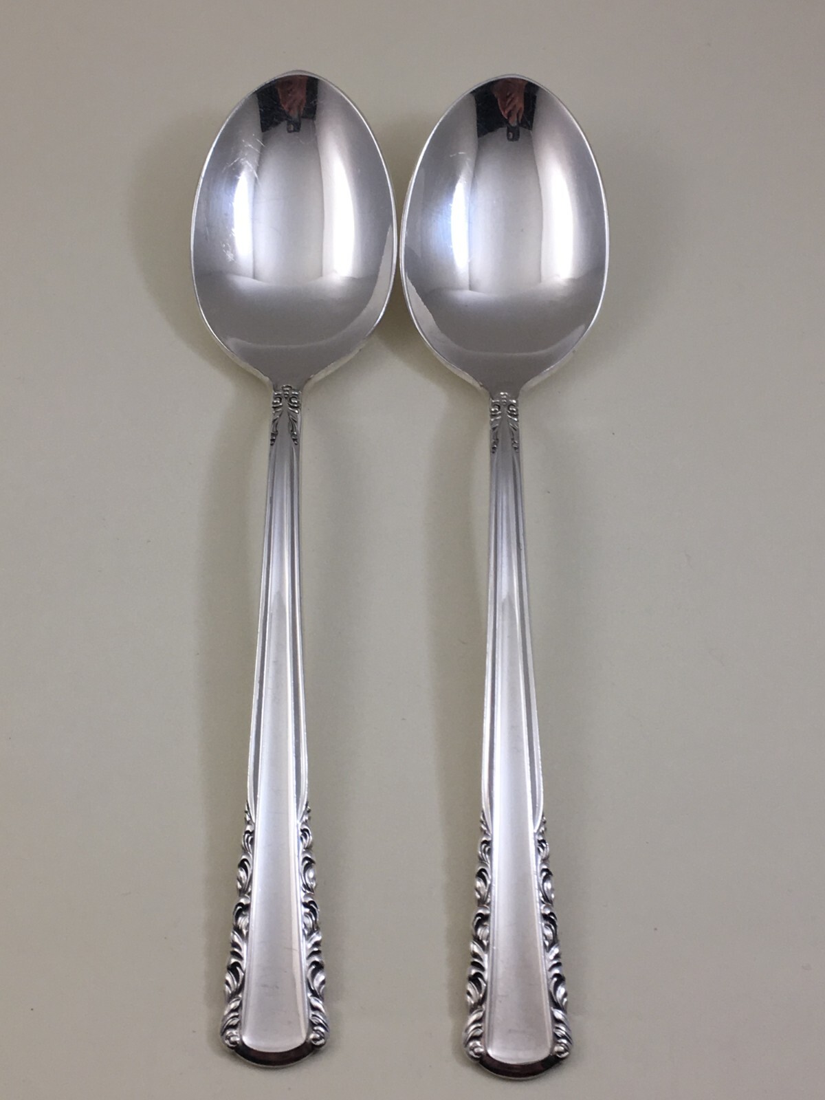 Lot of 2 MAY QUEEN by Holmes & Edwards IS SilverPlate Dessert Soup Spoons 6 3/4"