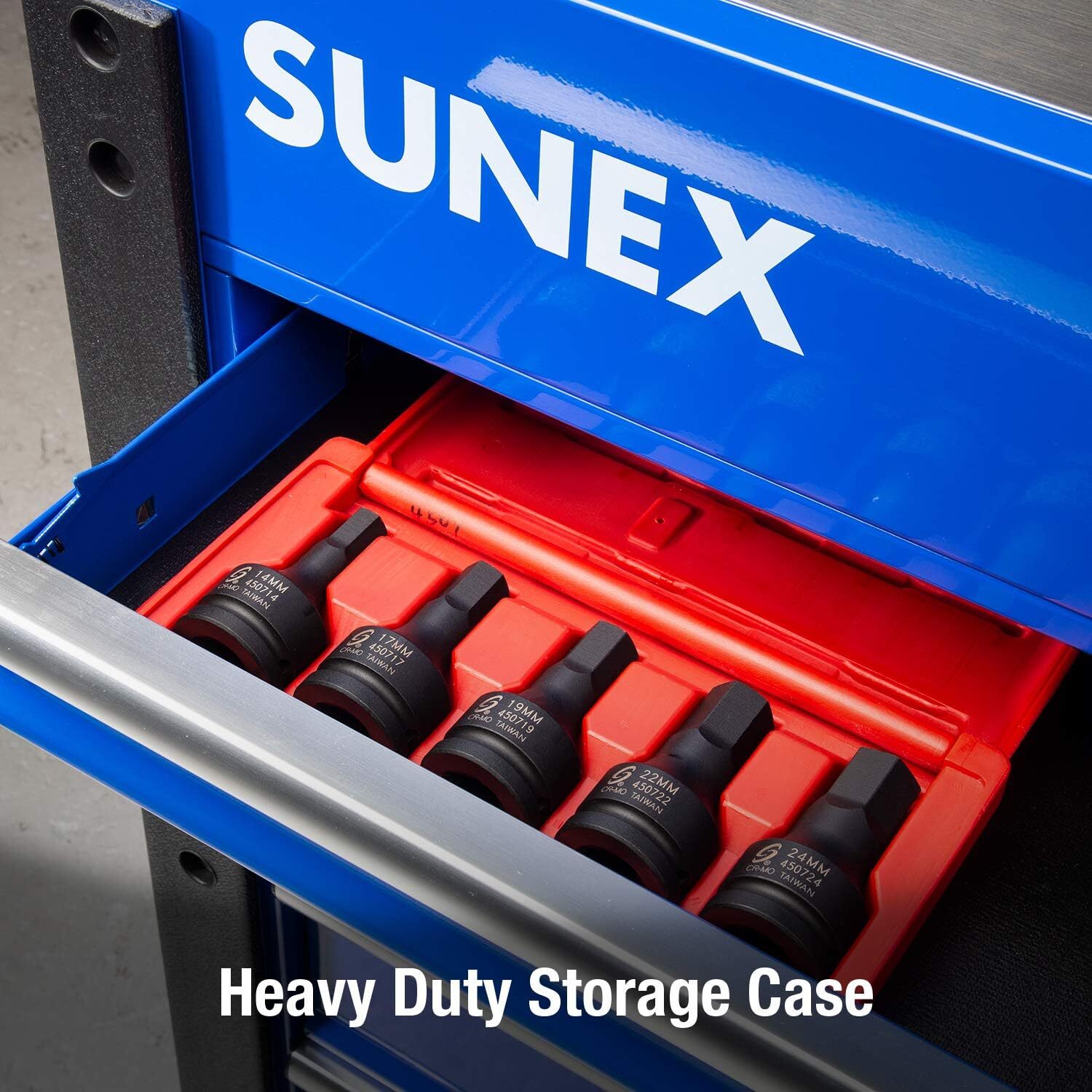 SUNEX TOOLS 4507, 3/4 Inch Drive Impact Hex Driver Set, Metric