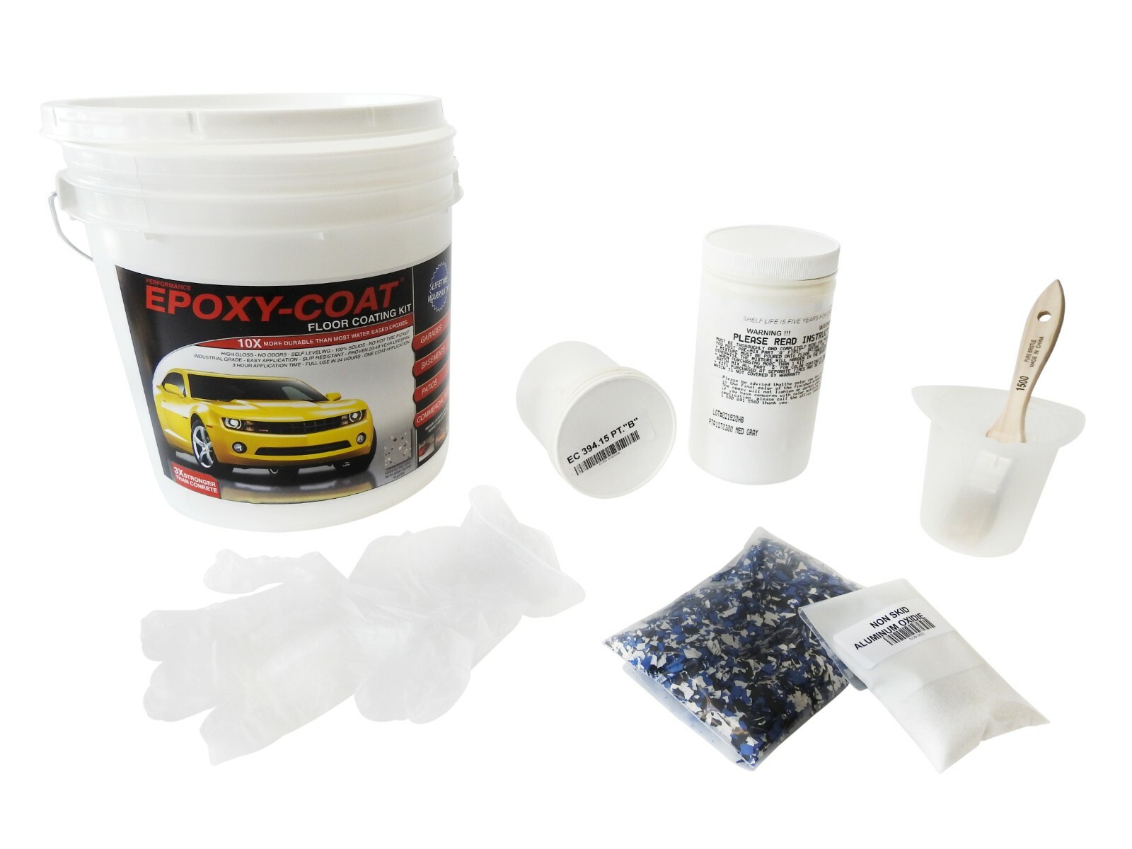 Epoxy Coat Touch Up Floor Coating Kit 60 sq. ft. 9.7 mil with 1/4" flake