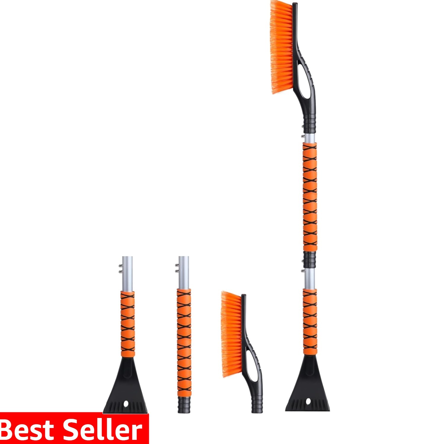 43" Ice Scrapers for Car Windshield | 3 Parts Detachable Telescopic Snow Brus...