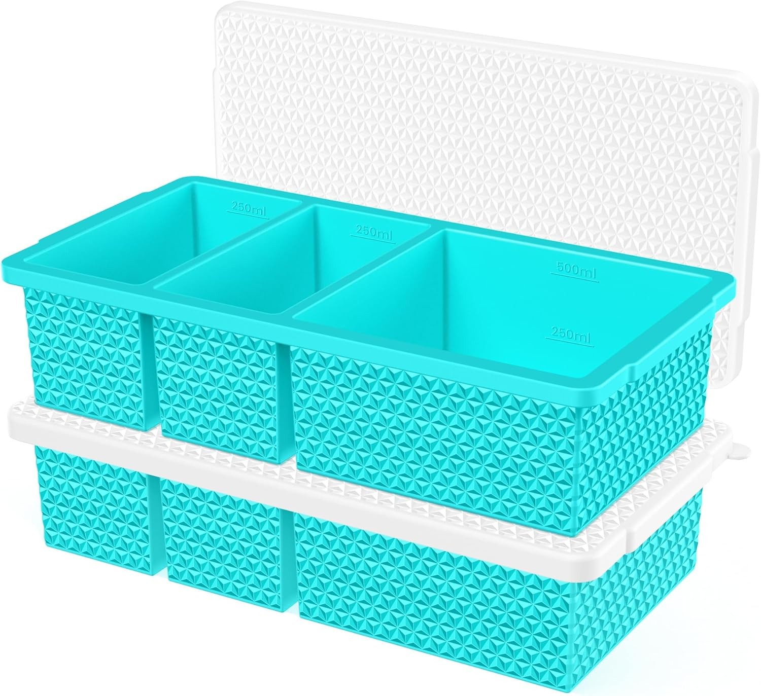 Silicone Freezer Trays with Lid (2-Pa), 1-Cup & 2-Cup Silicone Freezer