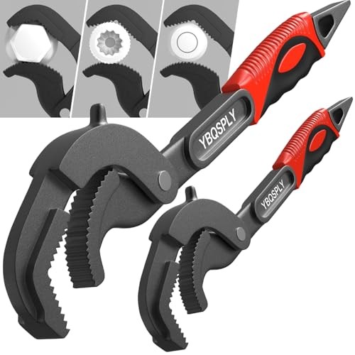 Pipe Wrench Set, 10” and 15” Self Adjusting Wrench 2 Pipe Vise Wrench for