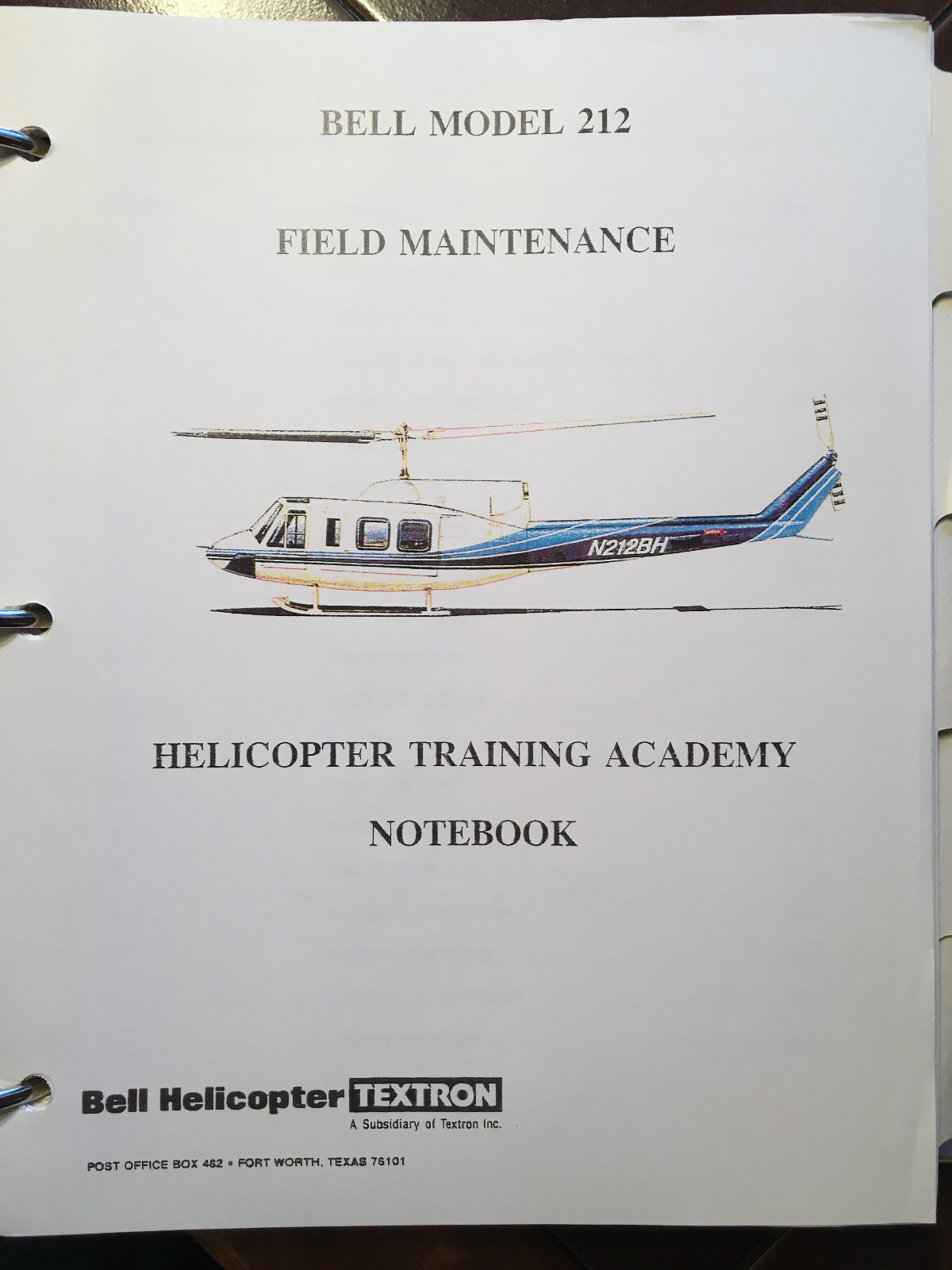 Bell 212 Field Maintenance Service Training Manual