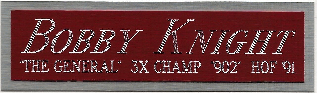BOBBY KNIGHT INDIANA HOOSIERS NAMEPLATE for AUTOGRAPHED SIGNED BASKETBALL JERSEY