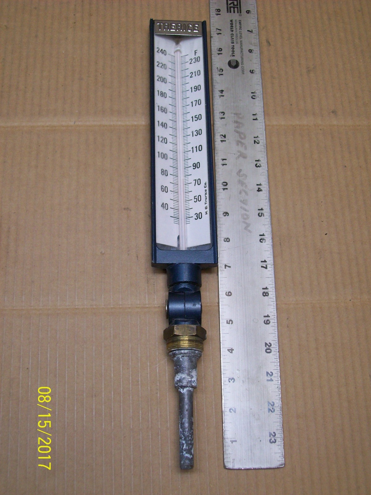 TRERICE INDUSTRIAL ADJUSTABLE TEMPERATURE THERMOMETER GAUGE GAGE 30-240F