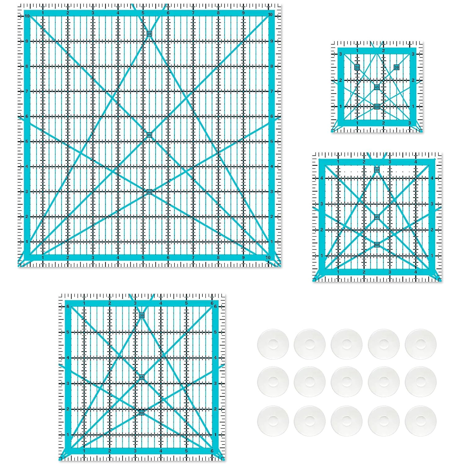 Quilting Rulers, Sewing Rulers, 4 Piece Quilting Square Templates, Acrylic Ruler