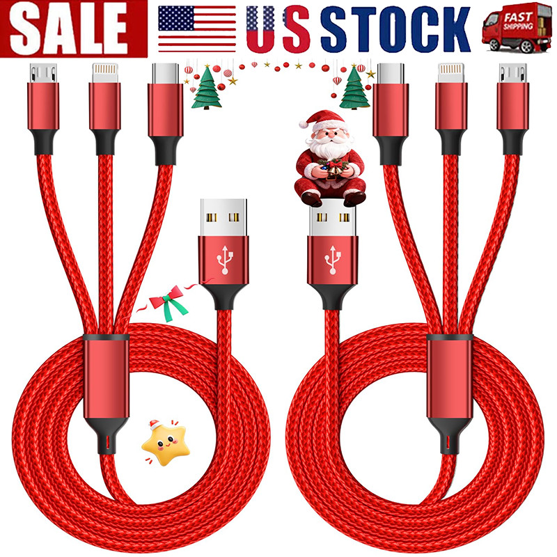3 in 1 Fast USB Charging Cable Universal Multi Function Cell Phone Charger Cord