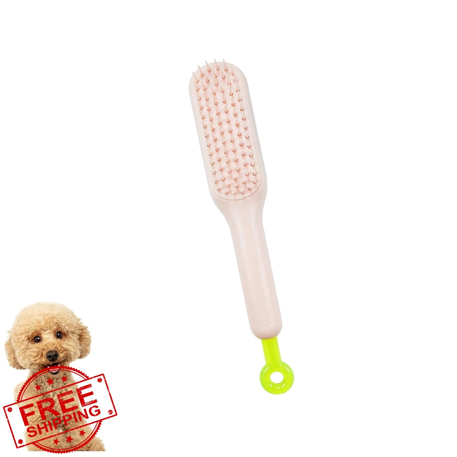 DEEUCHIS Small Dog Brush Puppy Massaging Grooming Pink All Hair