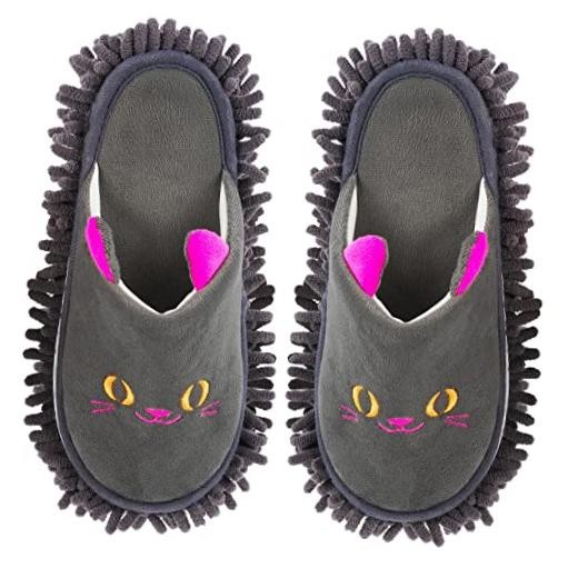 Cartoon Dog Mop Slippers Microfiber Clean Dusting Slippers Dark Gray