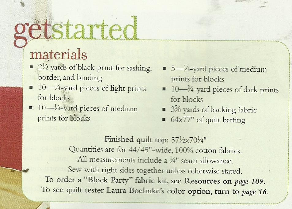 B0087 BLOCK PARTY QUILT PATTERN/INSTRUCTIONS