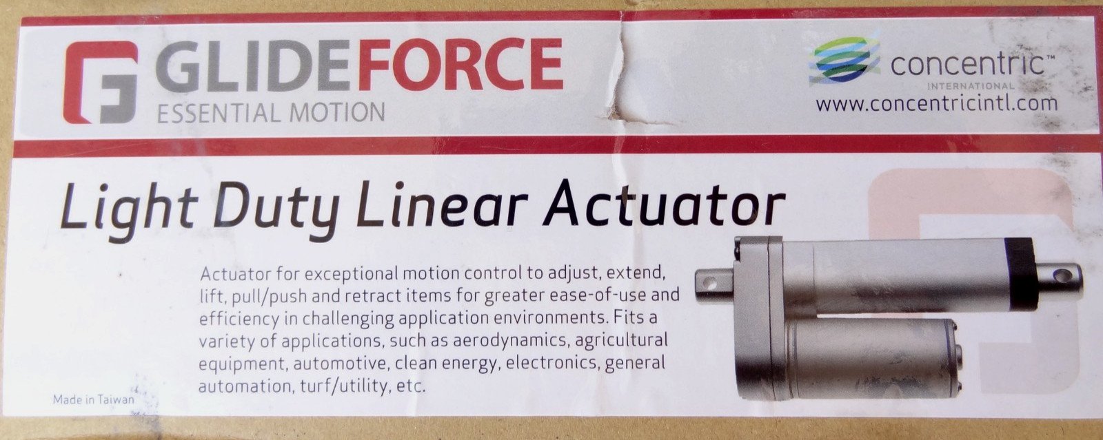 Glideforce LACT8-12V-20 Light-Duty Linear Actuator 12VDC