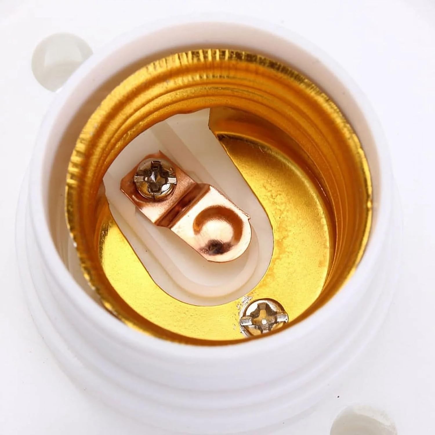 White E27 Round Plastic Screw Light Bulb Lamp Socket Holder, Light Sockets, W...