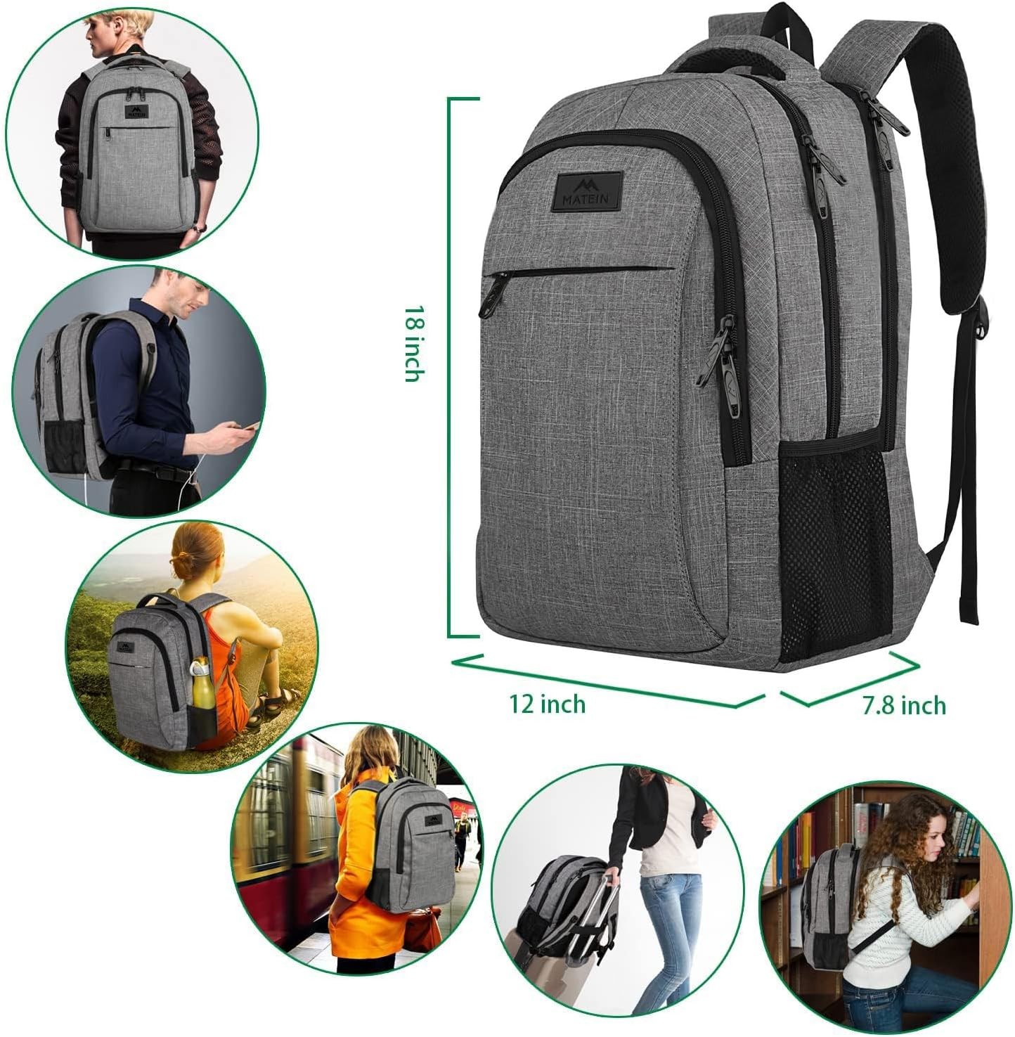 15.6 Inch Laptop Backpack Antitheft Travel Business Computer Bag Water Resistant