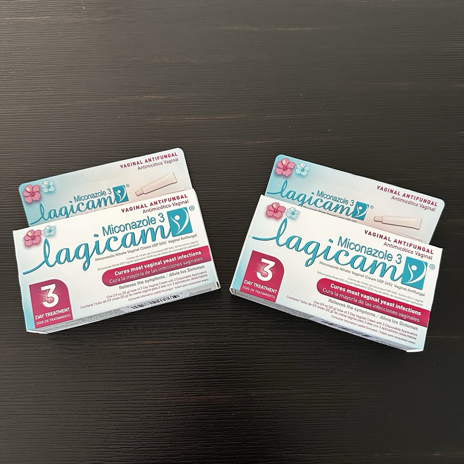 Lagicam V Miconazole Antifungal Vaginal 3 day treatment 0.9oz (2 Pack) Exp 03/27