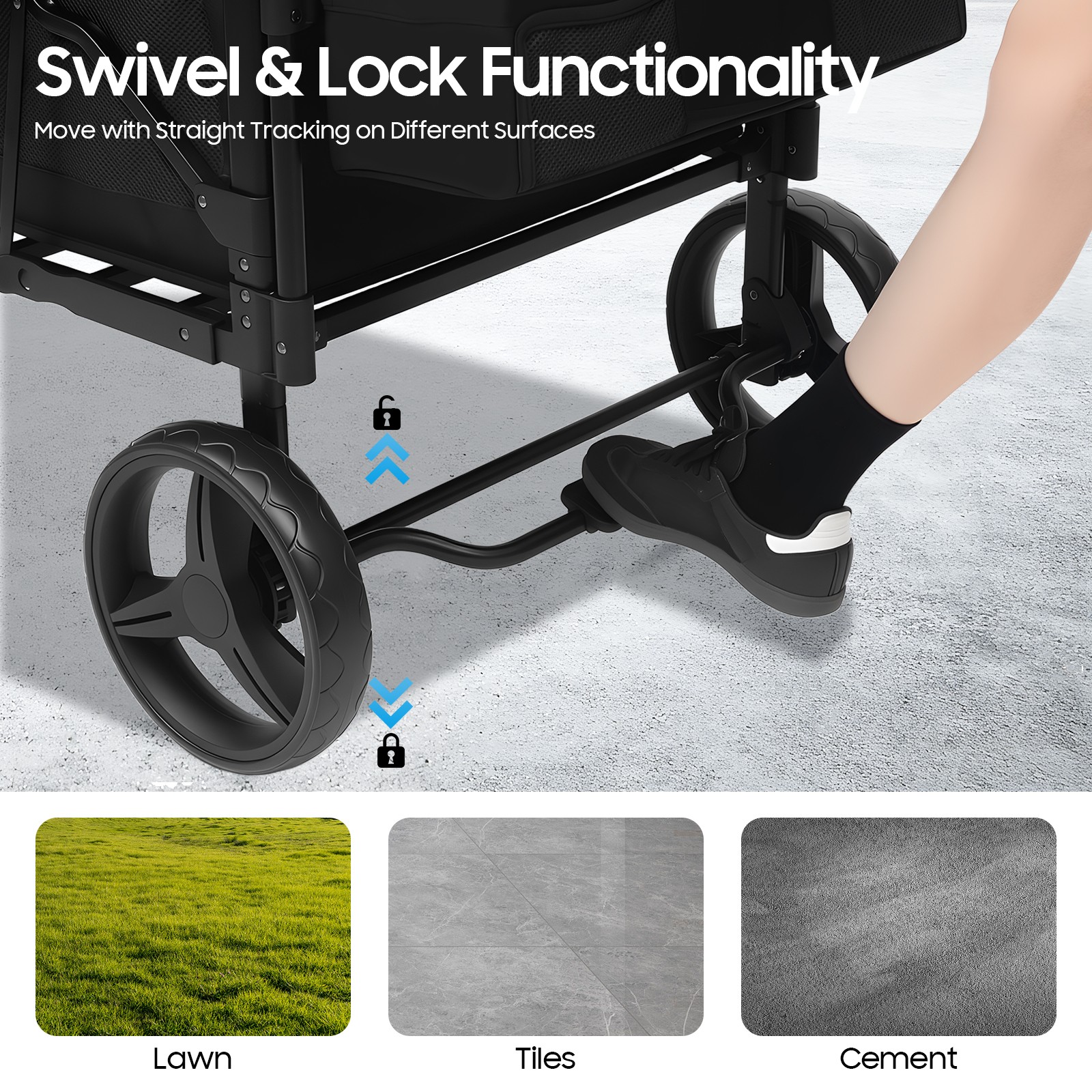 Adjustable 4-seats Stroller Wagon Push Pull Quad Collapsible Stroller With Wheel