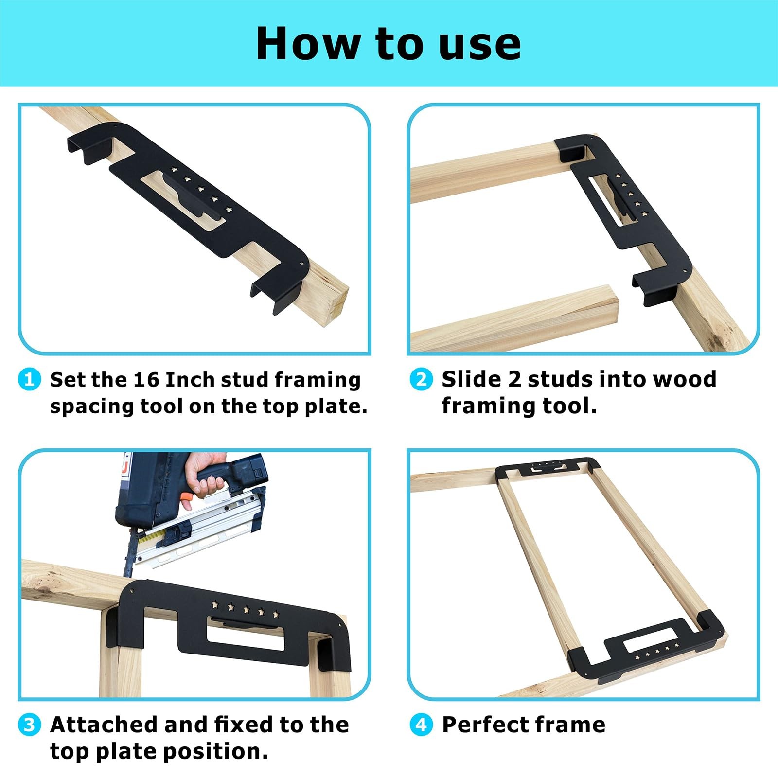 Wdwlbsm 1PCS Framing Tools 16 Inch Stud Layout Tool, Framing Spacing Tool, Wa...
