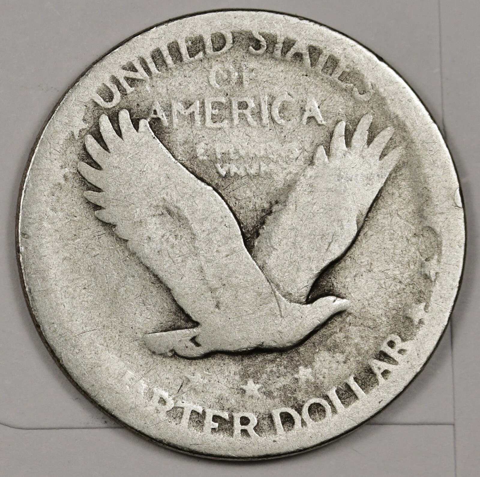 1925 Standing Liberty Quarter. Error. Clashed "E". Obverse. 165426