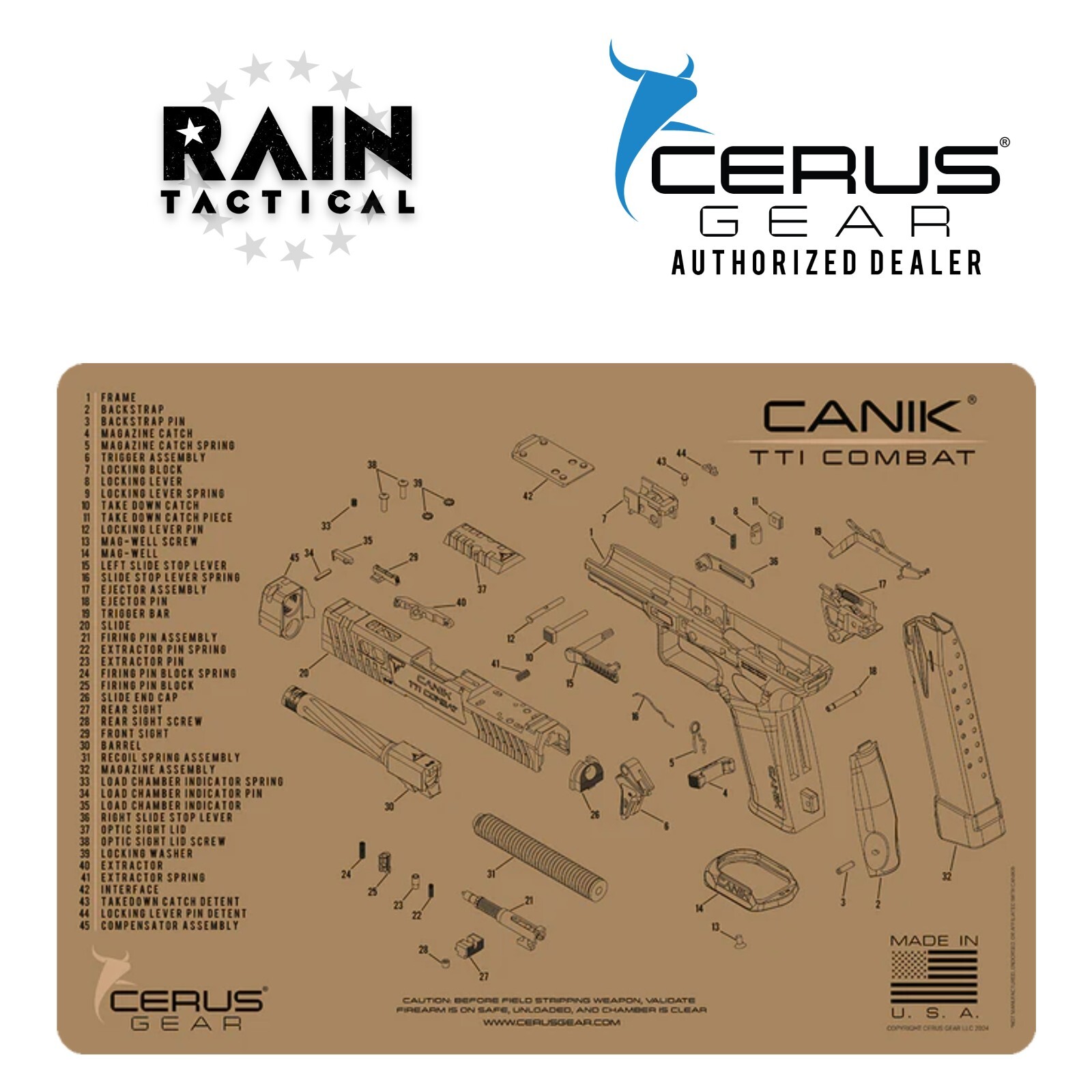 CANIK TTI COMBAT SCHEMATIC Handgun Mat FDE