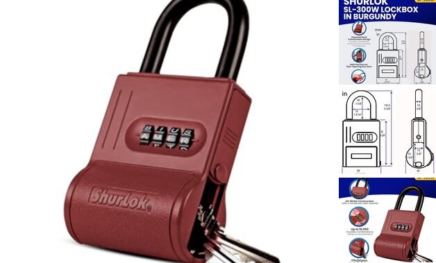 ShurLok SL-300W 4 Dial Numbered Key Storage Burgundy Numbered/Side Door
