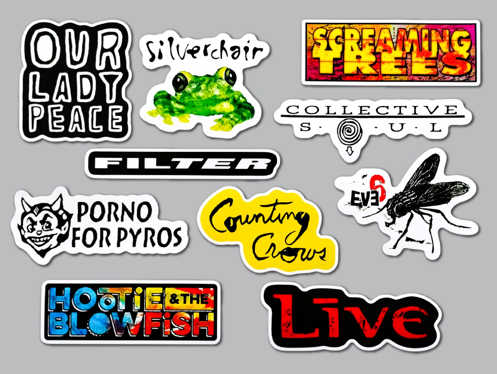 90's Alternative Vinyl Sticker Lot (10 Stickers) SET 7 silverchair eve 6 band
