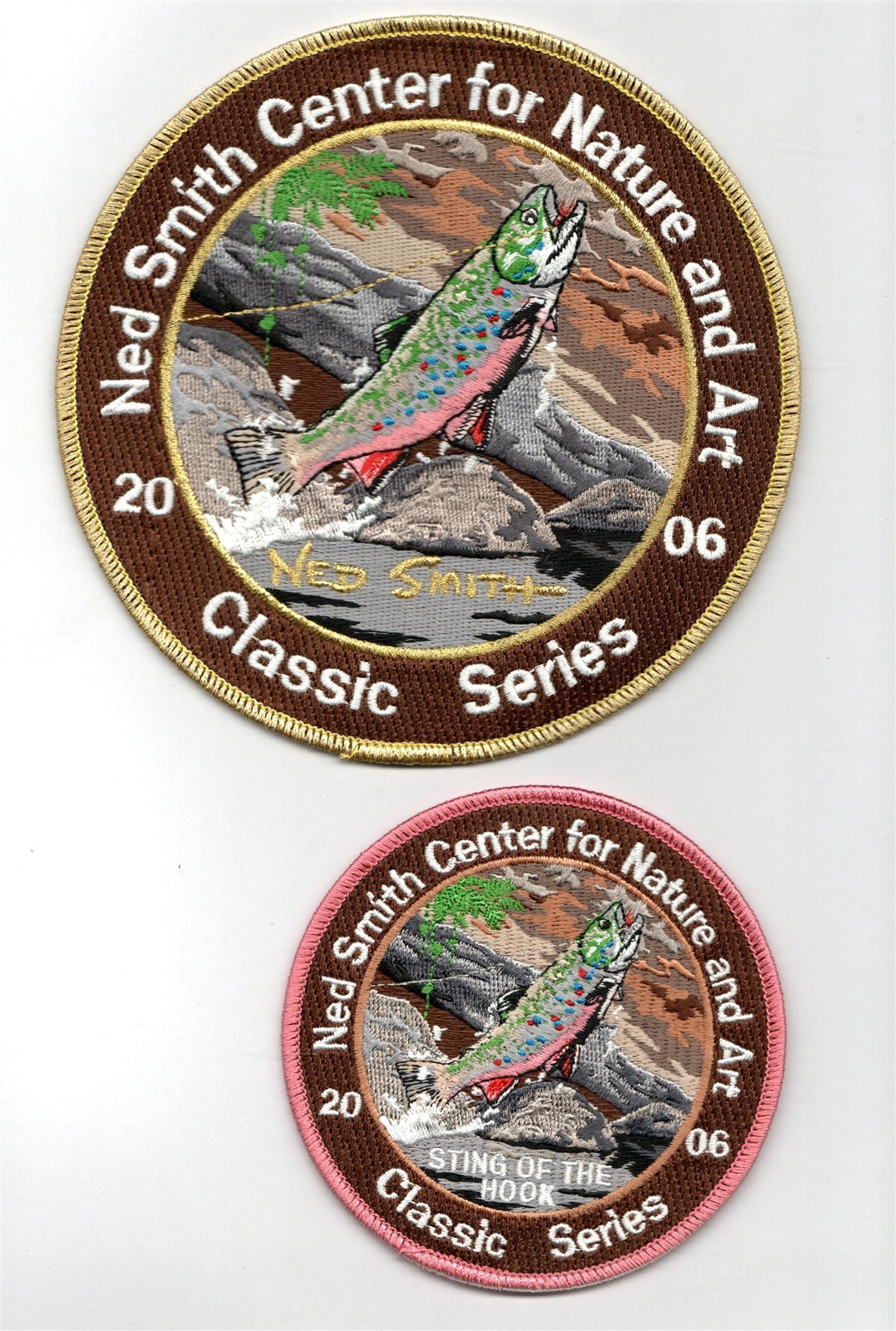 2006 NED SMITH CENTER FOR NATURE & ART 6"& 4" CLASSIC SERIES TROUT PATCH ORGINAL