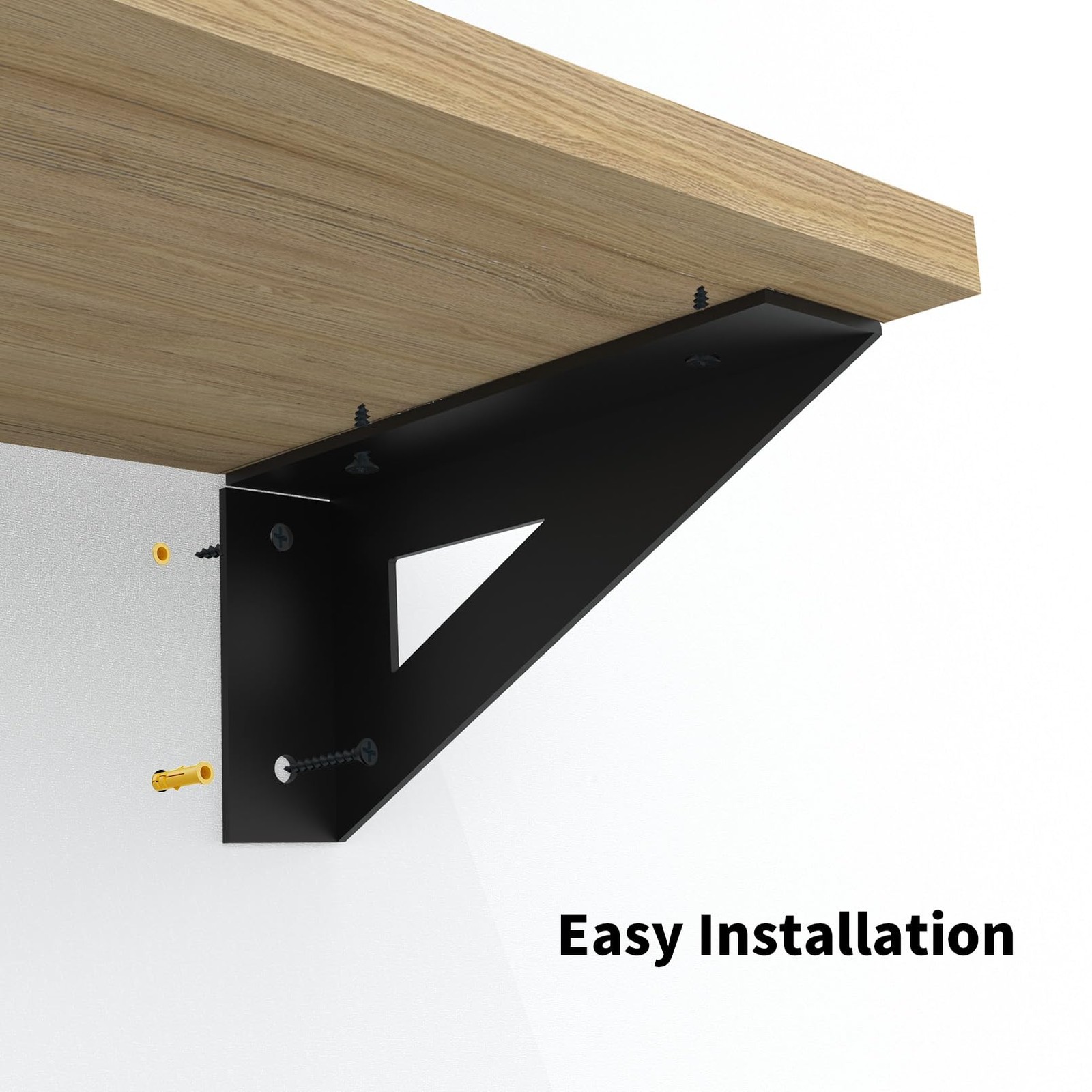 4 Pack 6x3 Inch Matte Black Solid Floating Reversible Heavy Duty Shelf Bracket