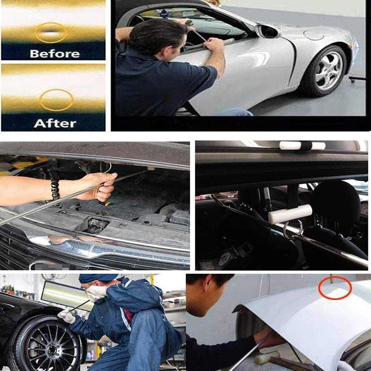 118X Universal Car Dent Paintless Repair Kits Tools Puller Push Rods Removal Bod