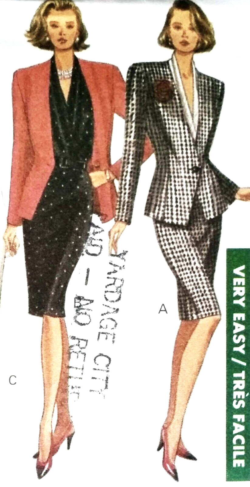 Butterick 4222 very easy Jacket wrap surplice Blouse Skirt Pants Misses 6 8 10