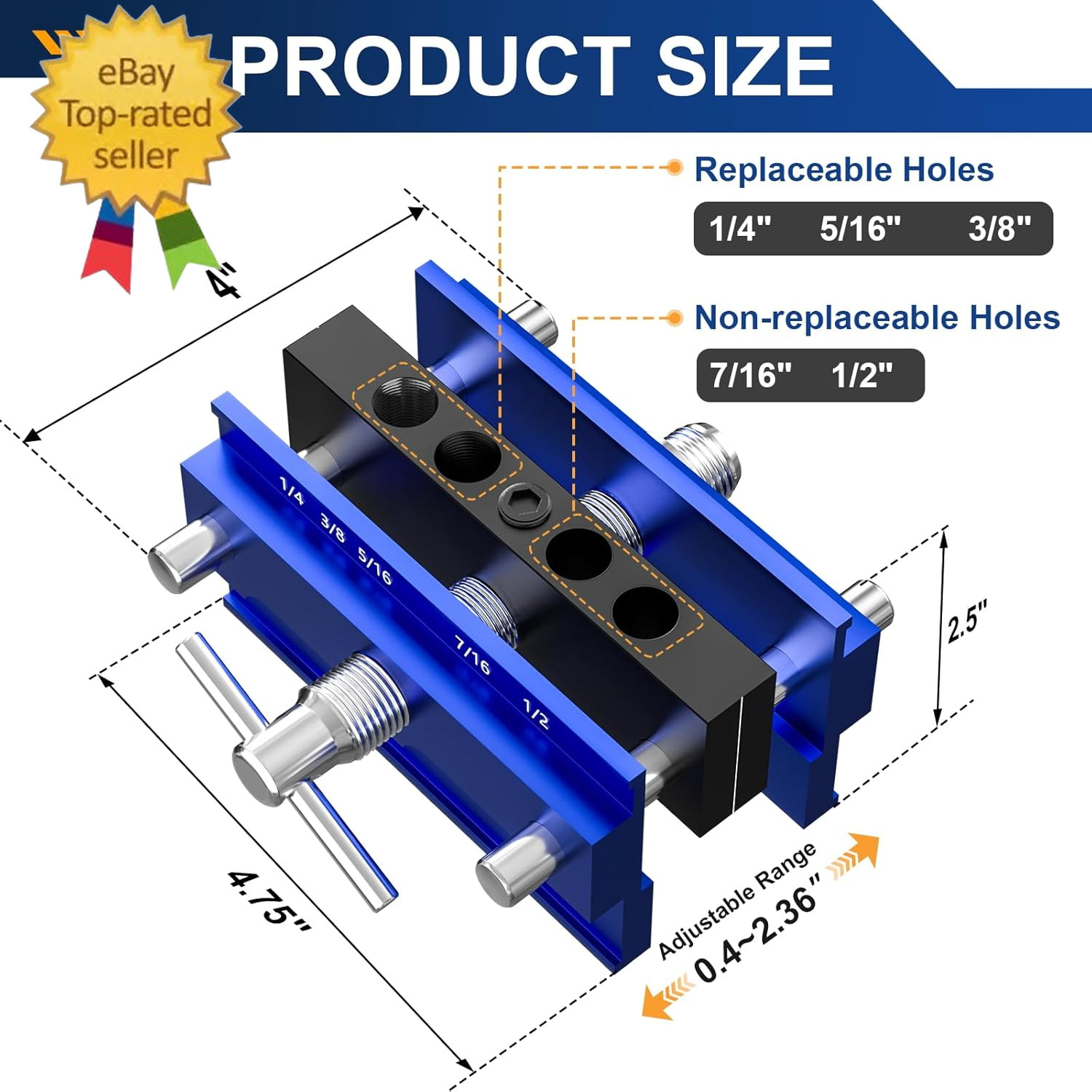 Self Centering Dowel Jig Kit, Drill Guide Jig Block for Straight Holes with 6PCS