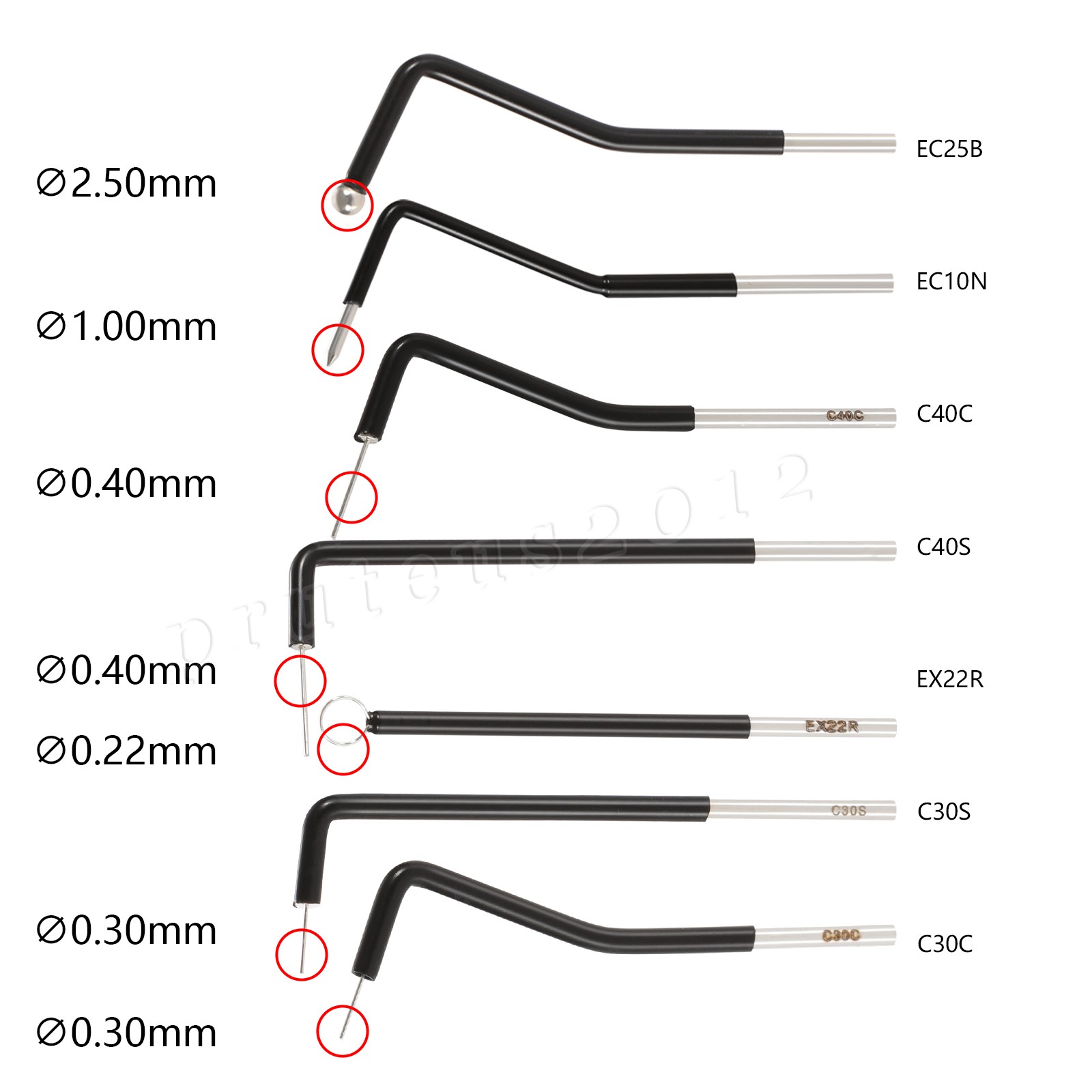 7 x ES20 Electrosurgery Electrode Tips