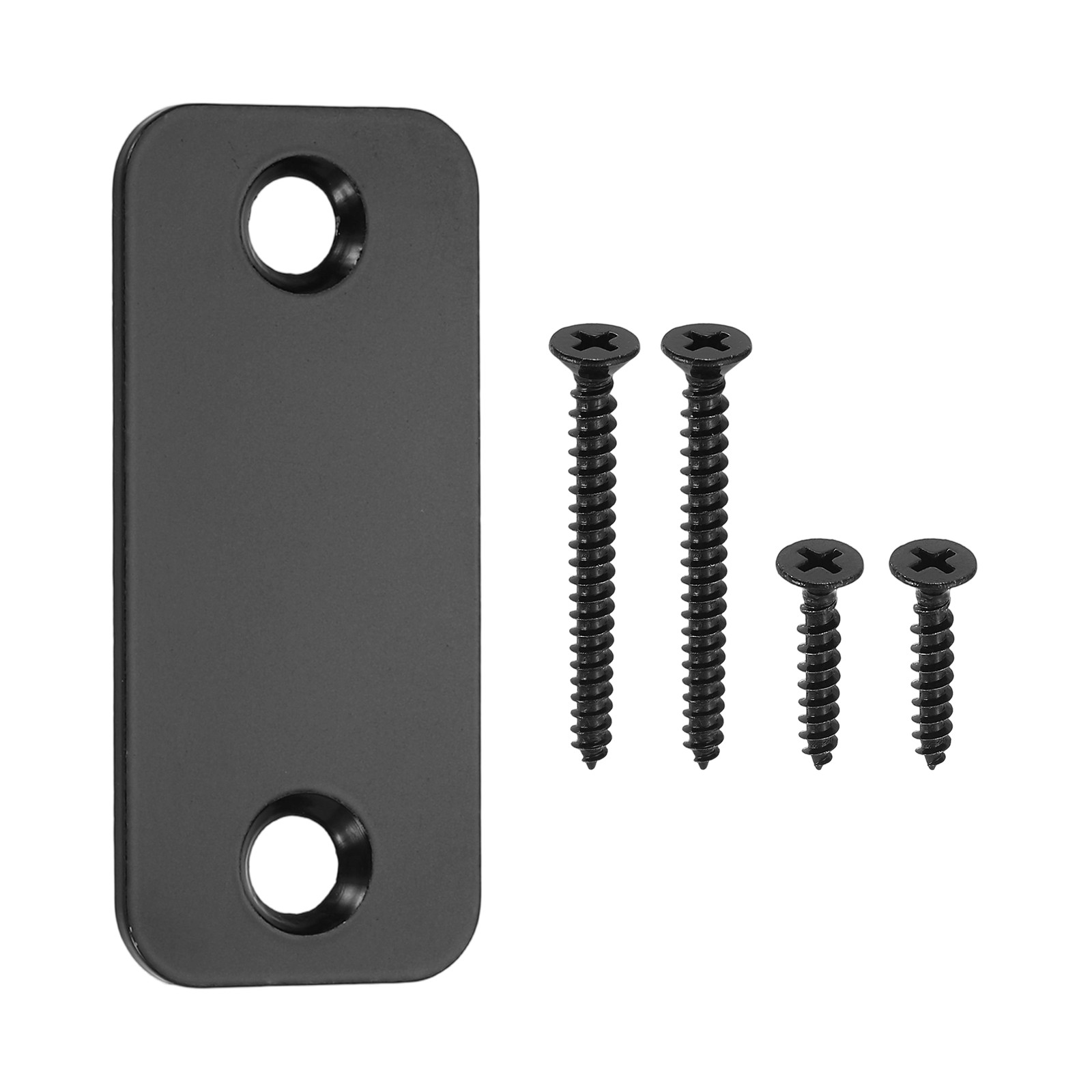 2.22"x1" Door Edge Hole Cover Plate With Screws Black