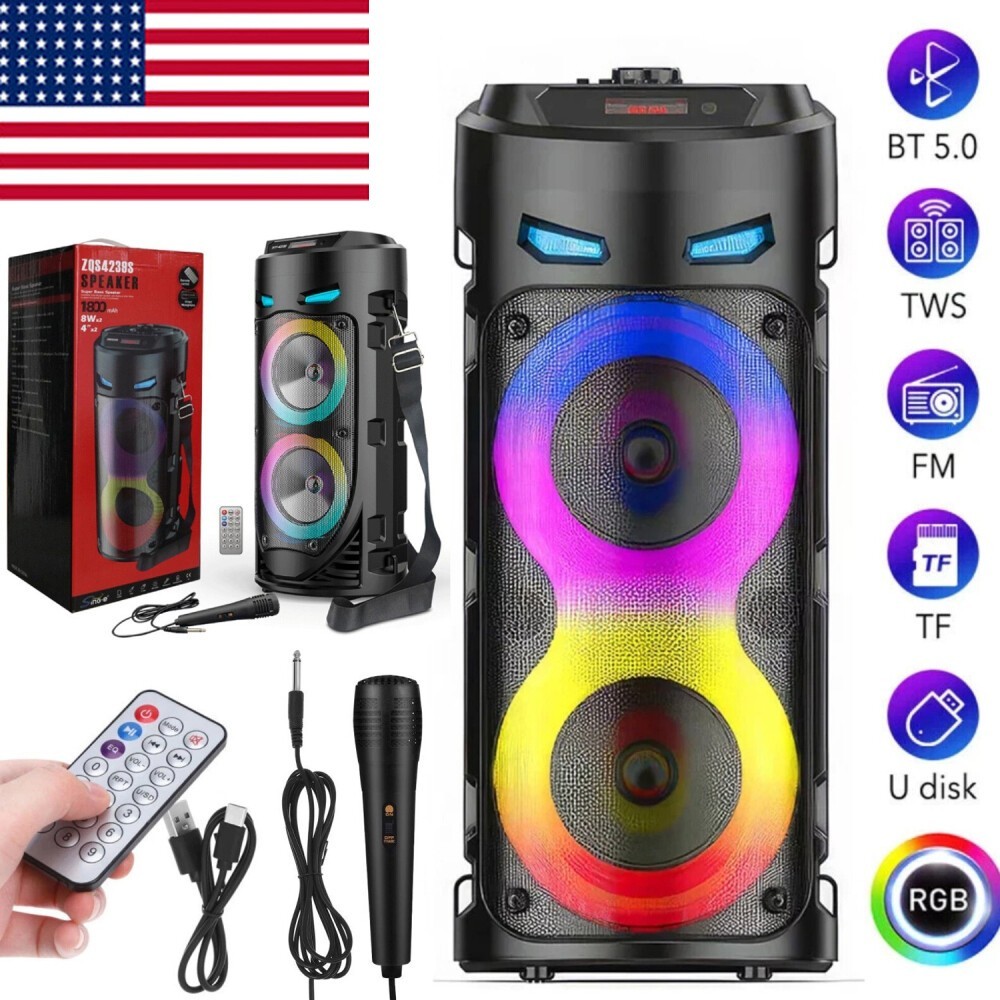 Portable Bluetooth Speaker Sub Woofer Heavy Bass Loud Sound Party System w/ MIC