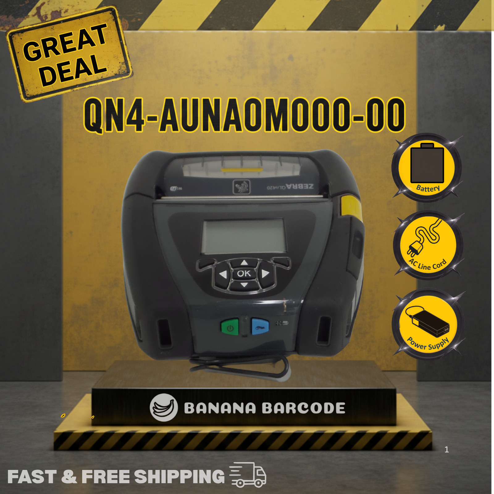 Zebra QN4-AUNA0M00-00 Portable Direct Thermal Printer Kit, Battery Included 🔋🔥