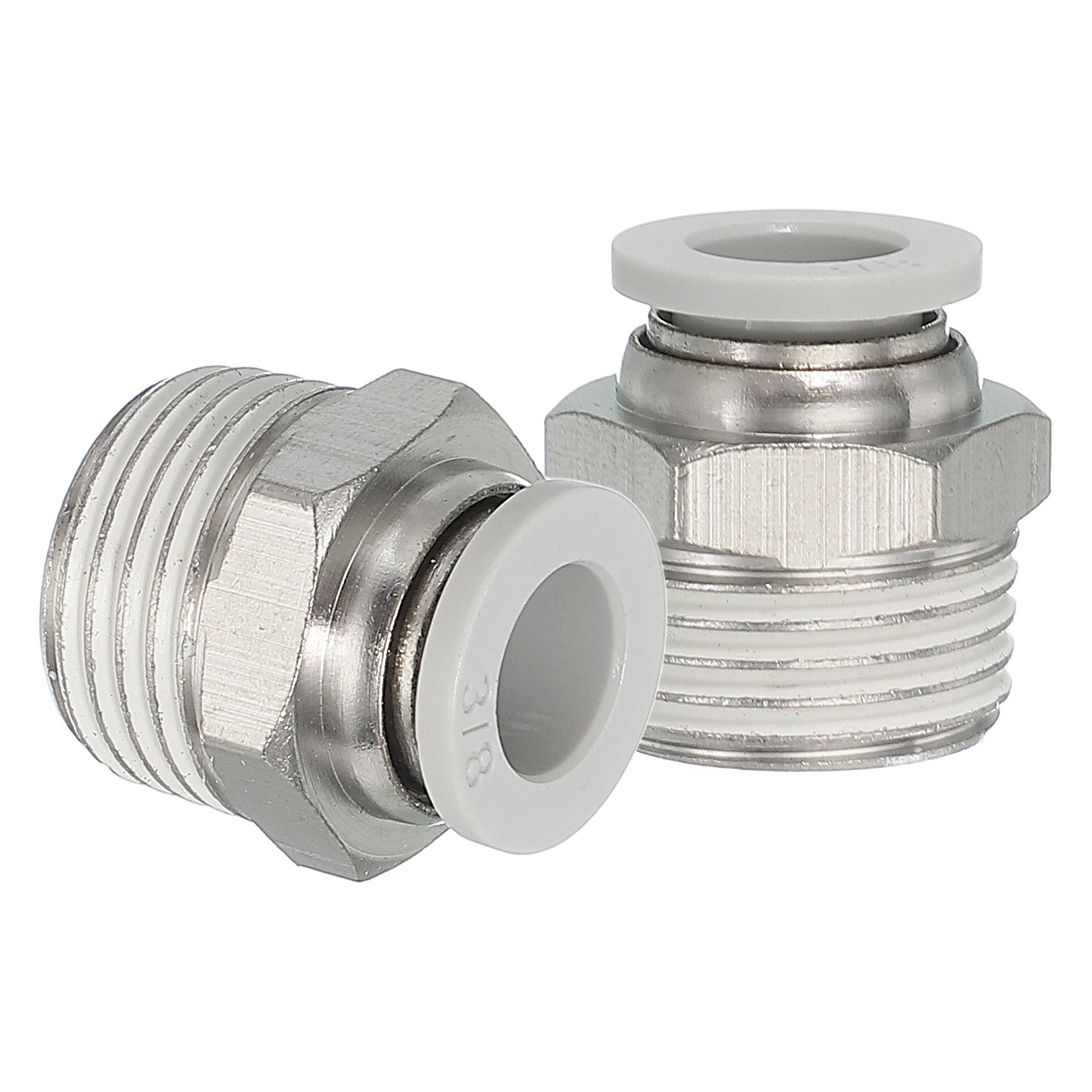 2 Pcs NPT Female 3/8" Tube OD x 1/2" NPT Thread Push to Connect Fittings, White
