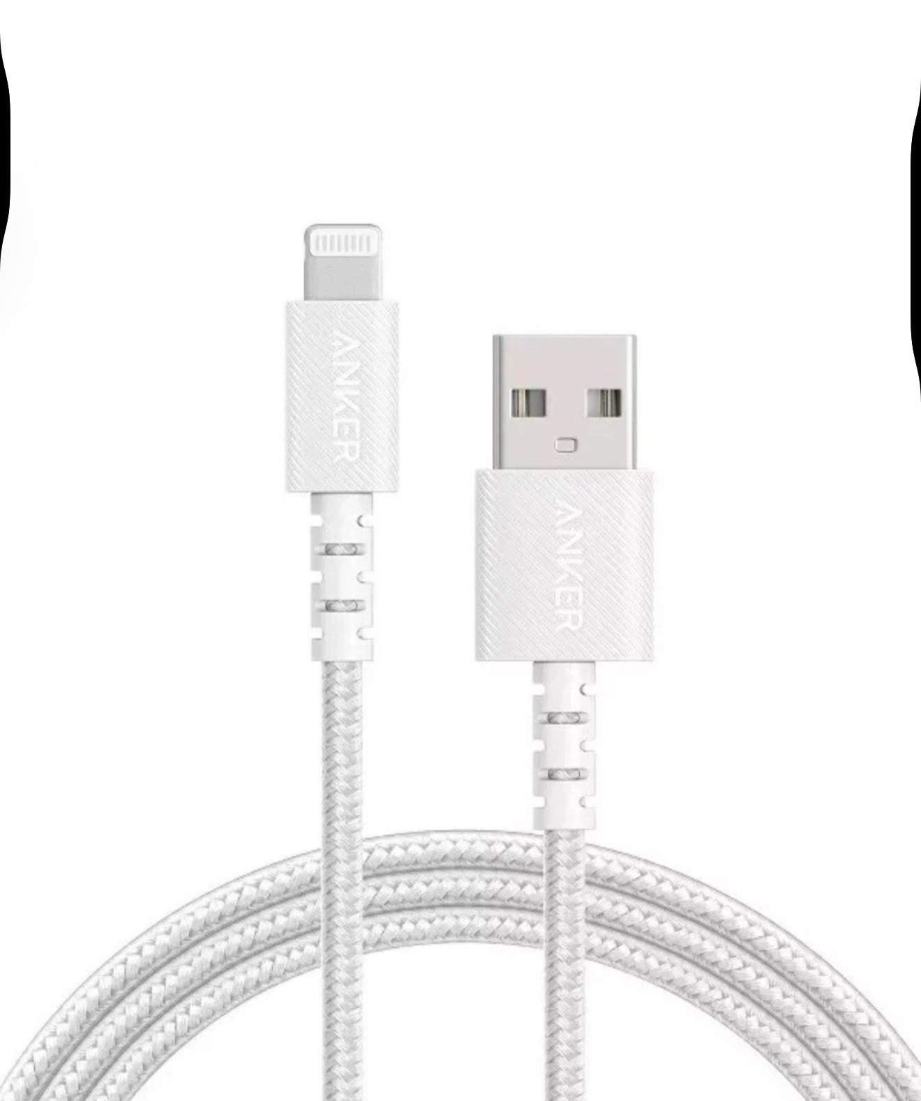 Anker 3ft' Braided Lightnin to USB-A Charging 3x Faster,￼Cable - White