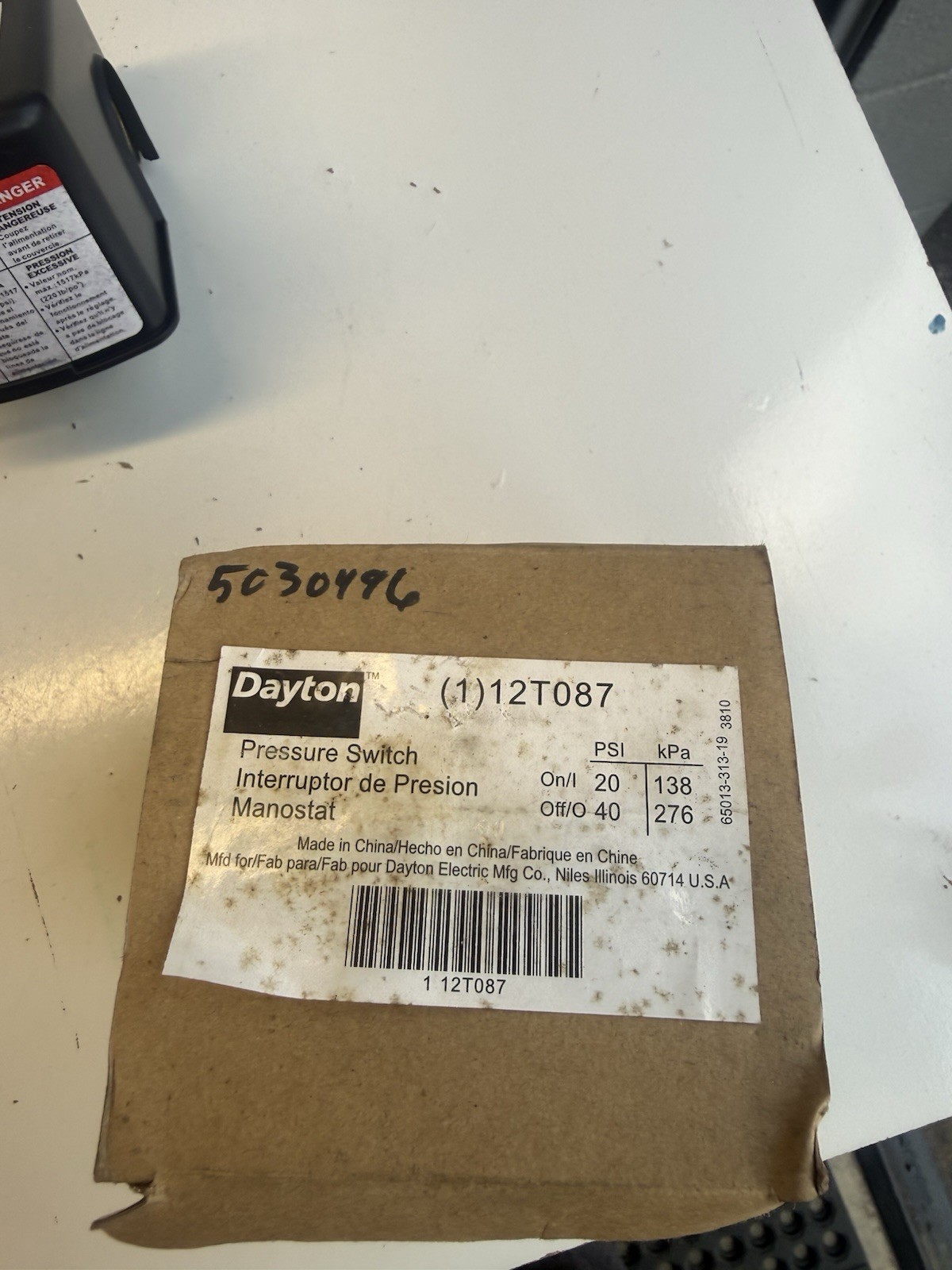 Dayton Pressure Switch 12T087