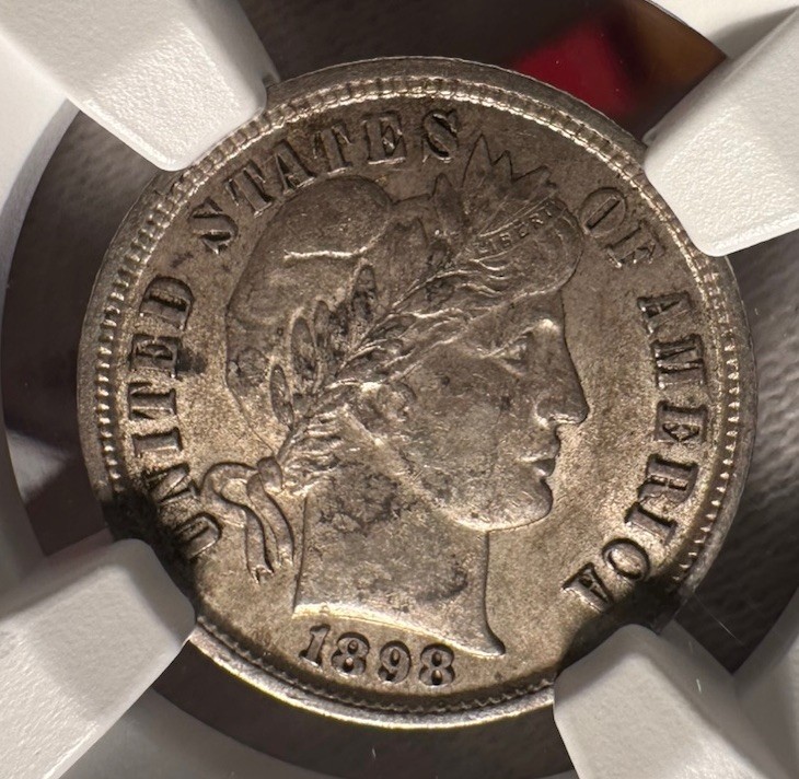 1898 Barber Dime AU 58 NGC