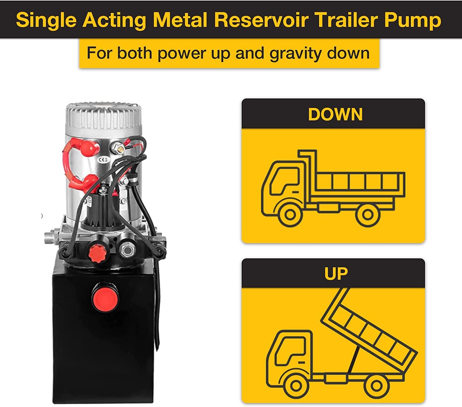 Single Acting Hydraulic Pump 12V 4 Quart 3200 PSI Power Pack Dump Trailer