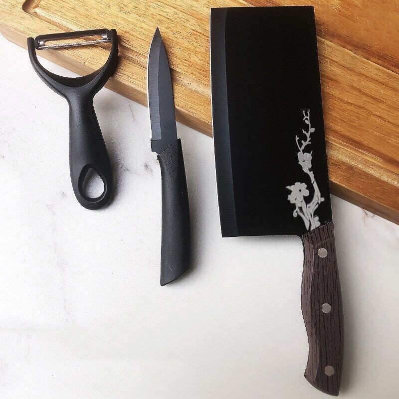3-Piece Stainless Steel Kitchen Knife Set – Chef, Paring, & Fruit Knives