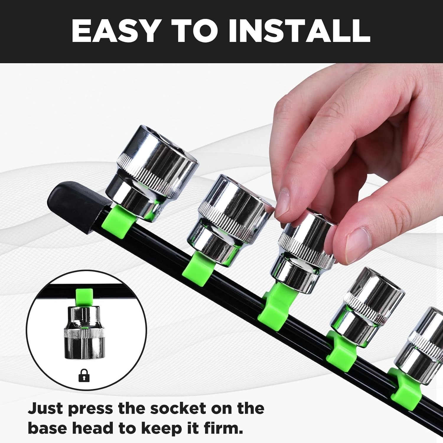 Durable 12PC Socket Organizer in Green - Wall-Mountable for 172 Socket Storage
