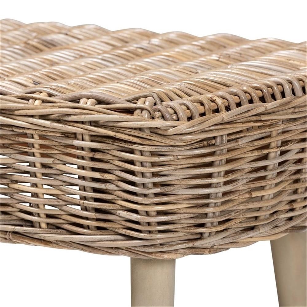 bali & pari Raisa Natural Kubu Rattan and Gray Acacia Wood Accent Bench