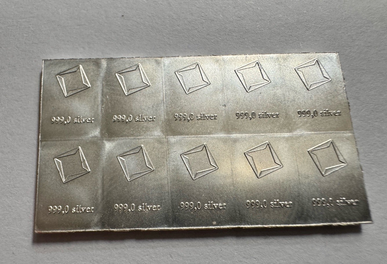 (10) Valcambi 1 gram Silver Bars .999, Connected, 726