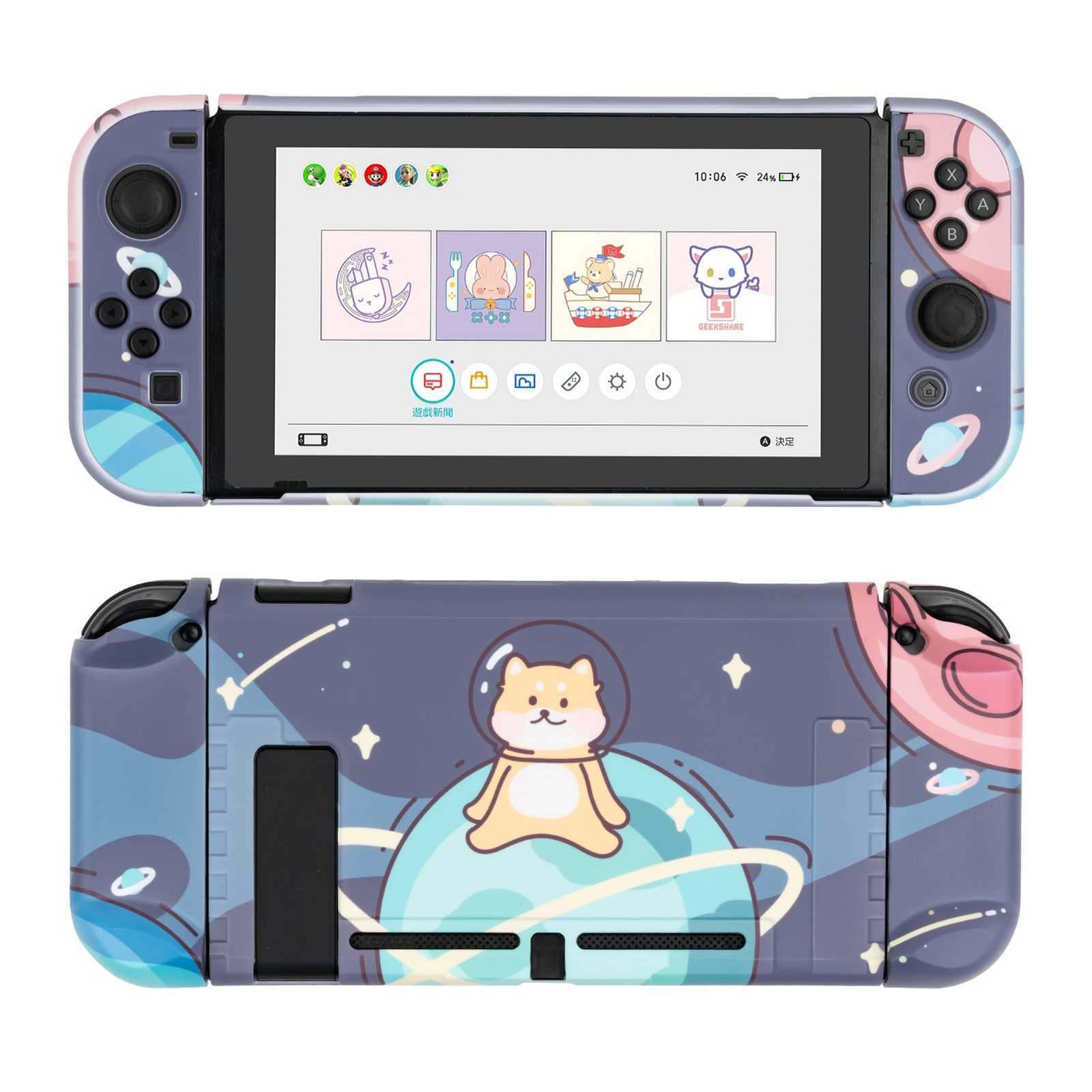 GeekShare Protective Case for Nintendo Switch 2017 Slim Hard Shell Space Cat