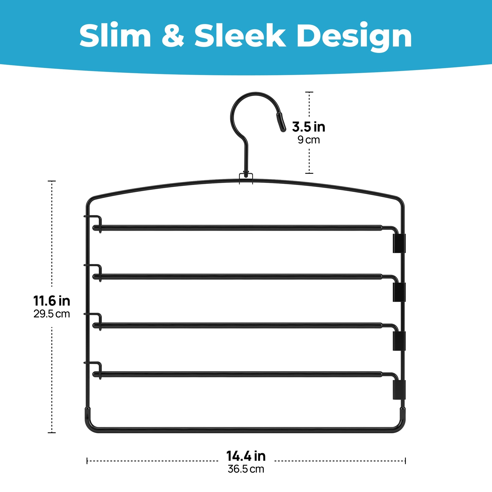 Pants Hangers 4 Pack 5 Tier Heavy Duty Metal Space Saving