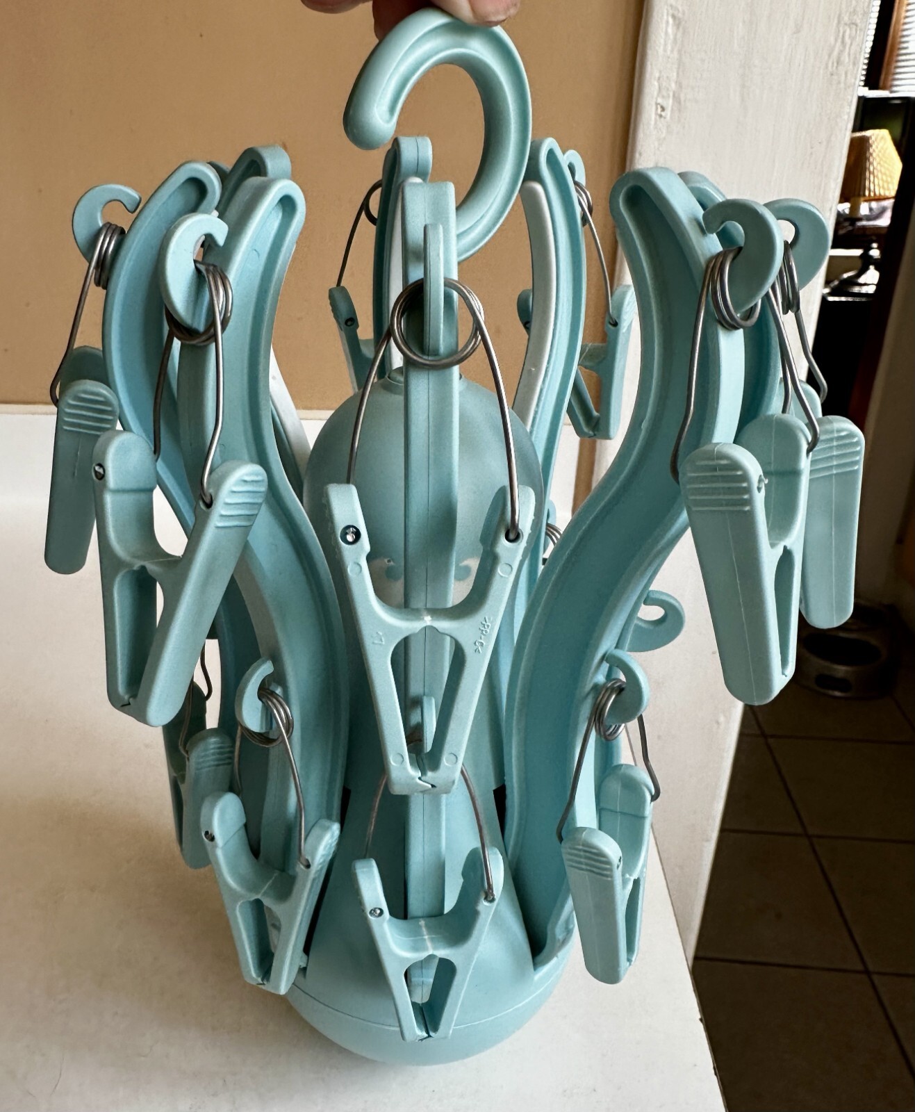 IKEA Pressa Blue Octopus Hanging Folding Drying Hanger 15 Clips